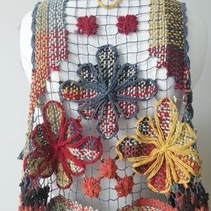 Vintage Rainbow Floral Crochet Vest